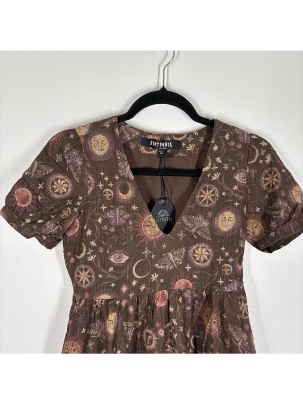 Disturbia Brown Celestial Print Mini Dress - Picture 8 of 16